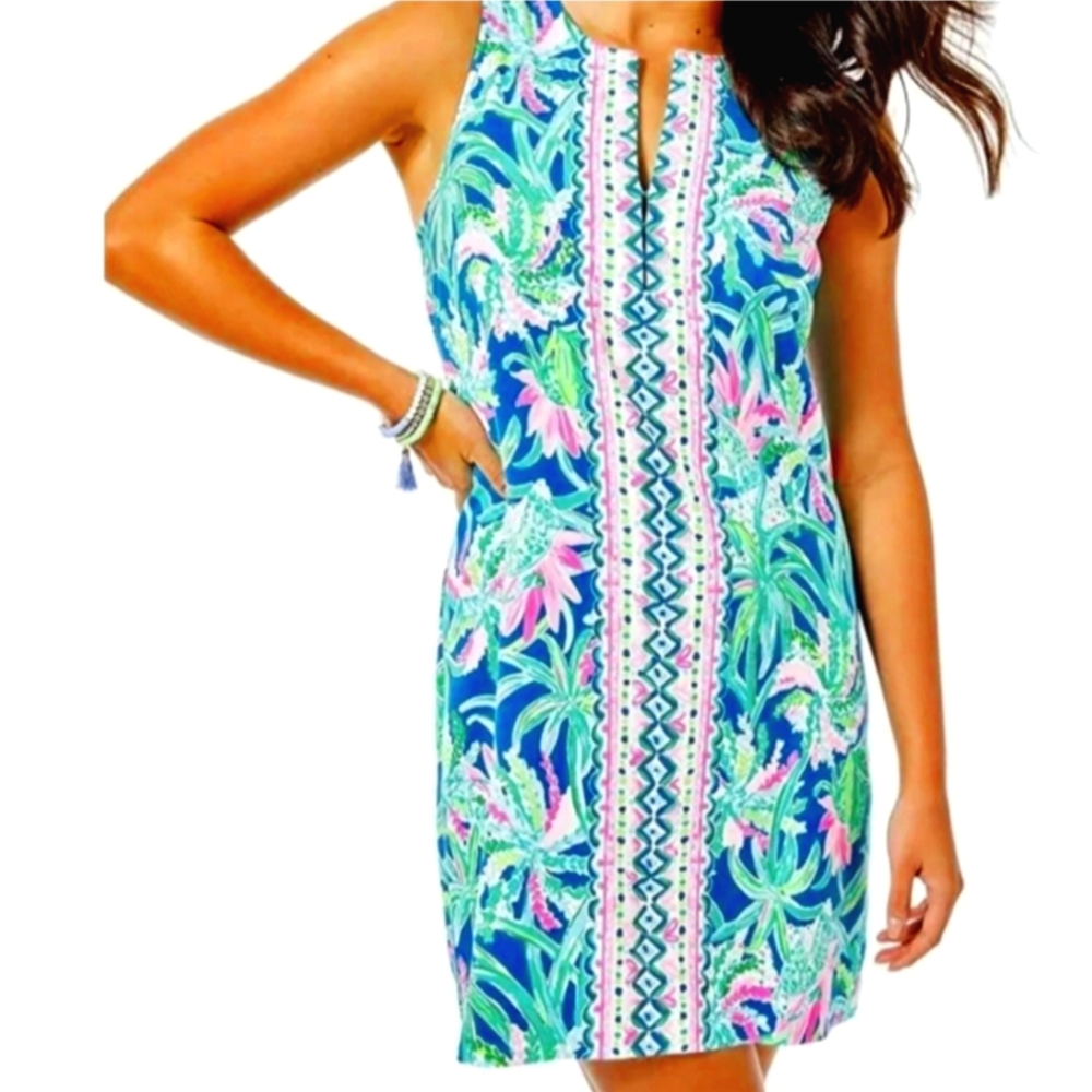 Lilly Pulitzer Kelby stretch shift dress Macaw Blue Sweet Escape size 4